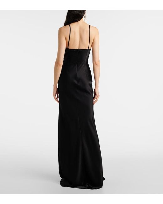 David Koma Black Embellished Satin Gown