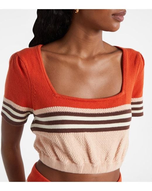 Zimmermann Red Ascension Knitted Cotton-Blend Top