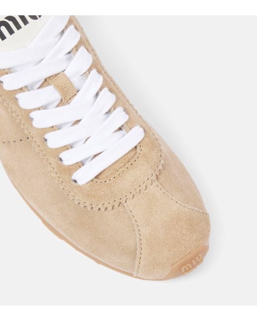 Miu Miu Natural Plume Suede Sneakers