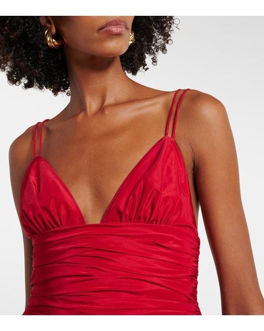 Staud Red Loren Ruched Minidress
