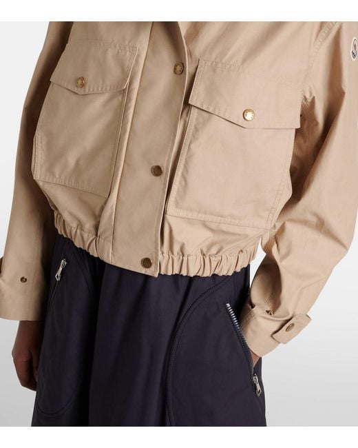 Moncler Natural Carex Cropped Hooded Cotton-Blend Poplin Jacket