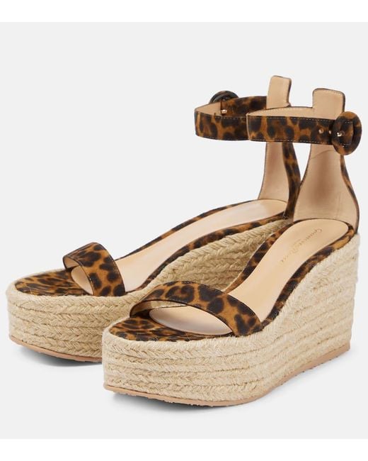 Gianvito Rossi Natural Portofino Suede Espadrille Wedges