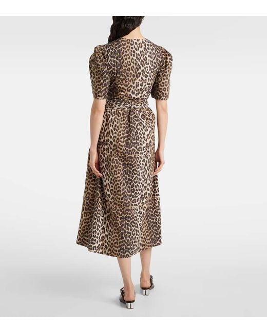 Ganni Brown Dress With Animal Print