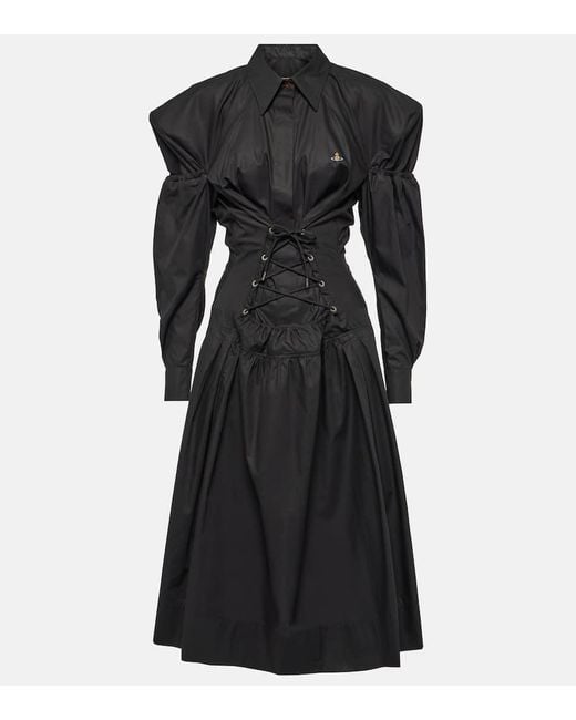 Vivienne Westwood Black Kate Cotton Poplin Midi Dress