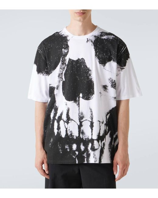 Camiseta Skull De Jersey De Algodon Alexander McQueen de hombre de color Black
