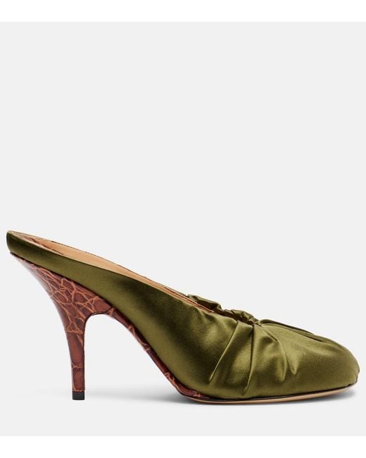 Dries Van Noten Green 90 Satin Mules