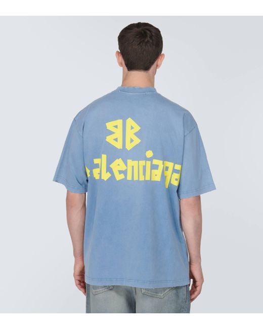 Balenciaga Blue Tape Type Cotton T-shirt for men