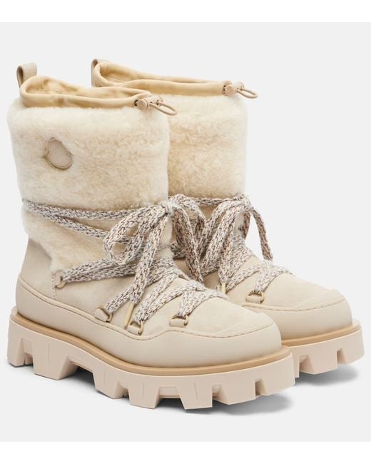Moncler Women's Natural Peak Apres Suede Snow Boots