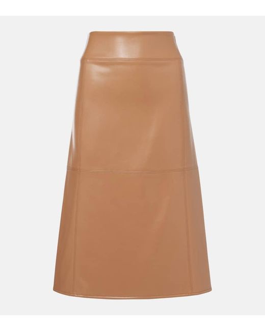 Max Mara Brown Faux Leather Midi Skirt