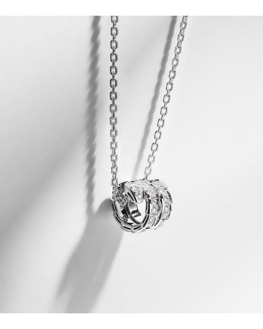 BVLGARI Blue Serpenti Viper 18Kt Pendant Necklace With Diamonds