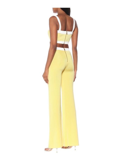 Balmain Yellow High-Rise Knit Flared Pants