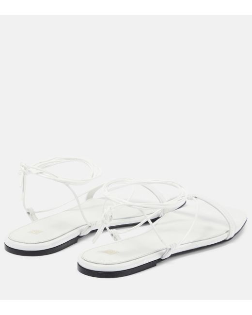 Totême  White Croc-effect Leather Sandals
