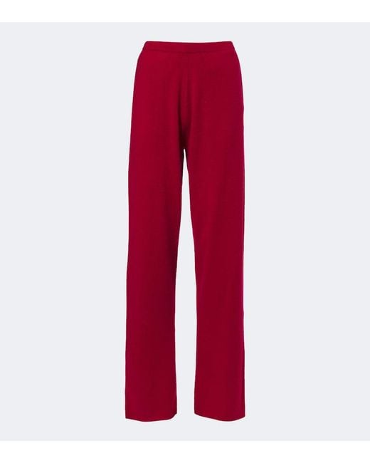 Extreme Cashmere Red N°320 Rush Cashmere-Blend Wide-Leg Pants