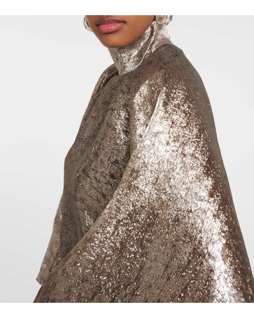 ‎Taller Marmo Brown Mirage Belted Sheer Wool-blend Kaftan