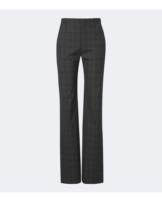 Gucci Gray Checked Wool Straight Pants