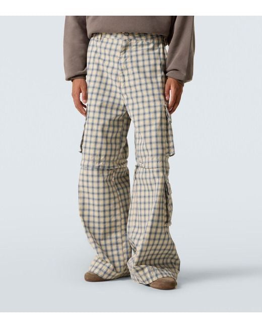 ERL White Checked Cotton Cargo Pants for men
