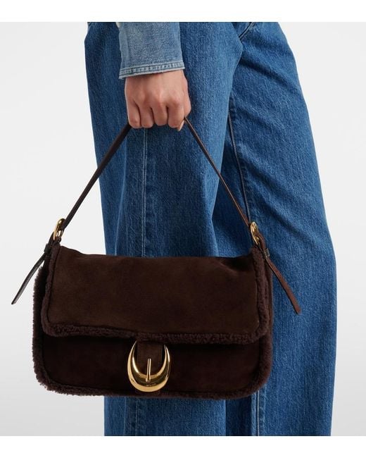 Staud Brown Harlow Medium Suede Shoulder Bag