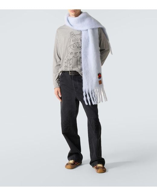 Loewe Gray X Louis Wain Embroidered Cotton Jersey T-Shirt for men