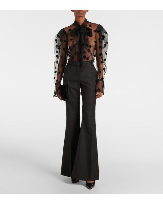 Nina Ricci Black Wool Gabardine Flared Pants
