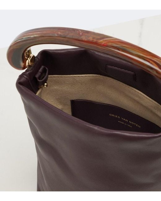 Dries Van Noten Purple Small Leather Top-Handle Bag
