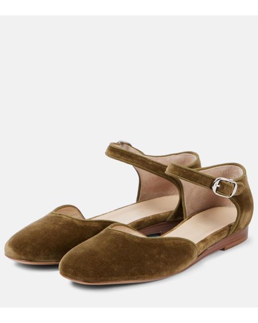 Le Monde Beryl Brown Velvet Flats