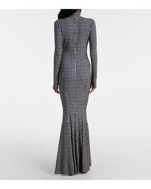 Norma Kamali Gray Houndstooth Gown
