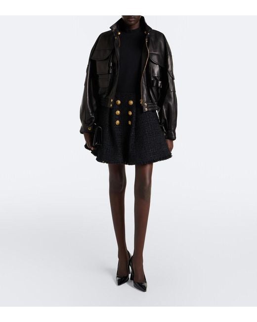 Balmain Black Tweed Miniskirt