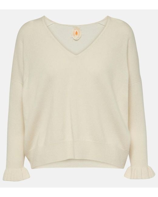 Jardin Des Orangers Natural Frill-Trimmed Wool And Cashmere Sweater