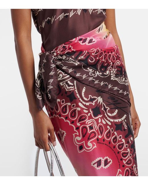 The Attico Red Printed Silk Scarf