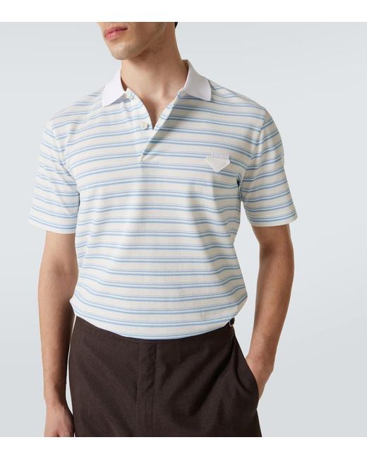Prada Polohemd Aus Baumwolle in Blue für Herren