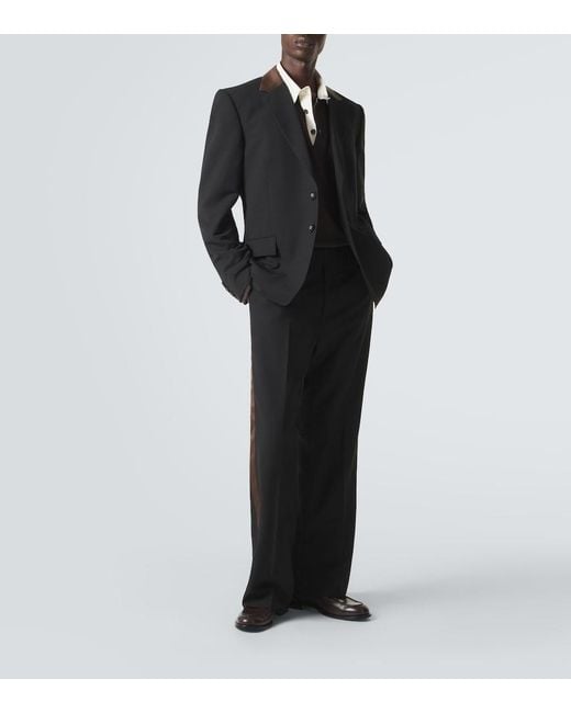 Wales Bonner Black Alto Virgin Wool Flared Pants for men