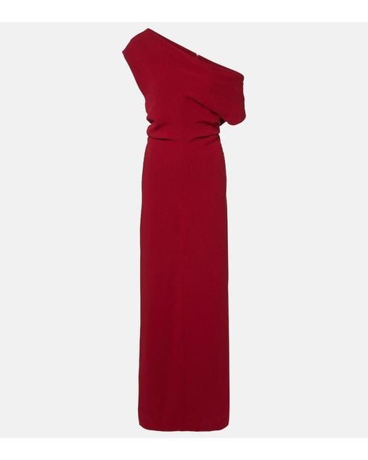 Proenza Schouler Red Rosina One-Shoulder Crepe Gown