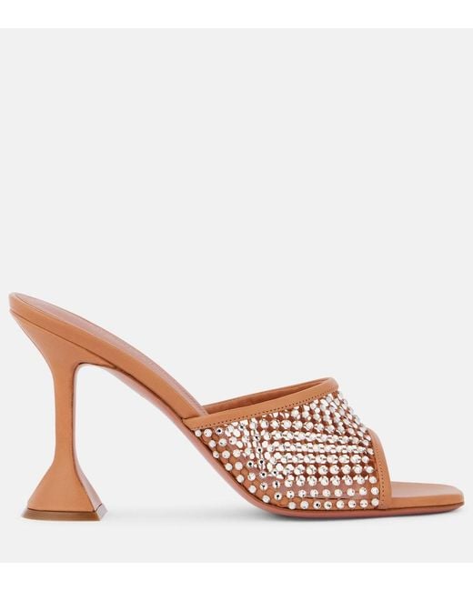 AMINA MUADDI Brown Lupita 95 Embellished Mules