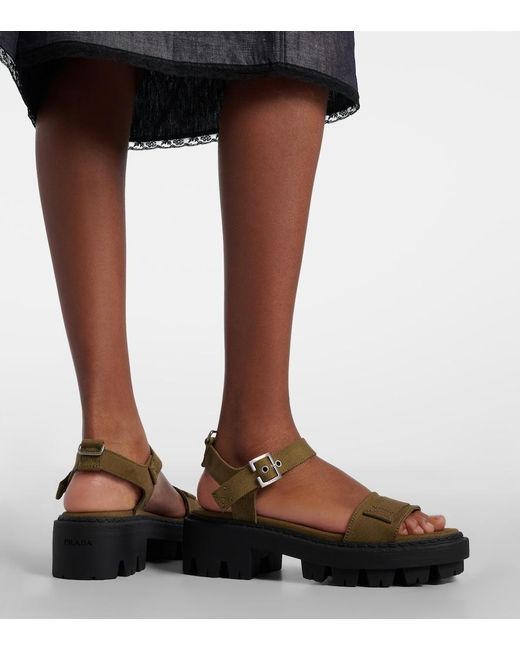 Prada Black Canvas Sandals