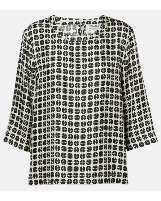 Max Mara Black Max Mara Ribes Checked Silk Top