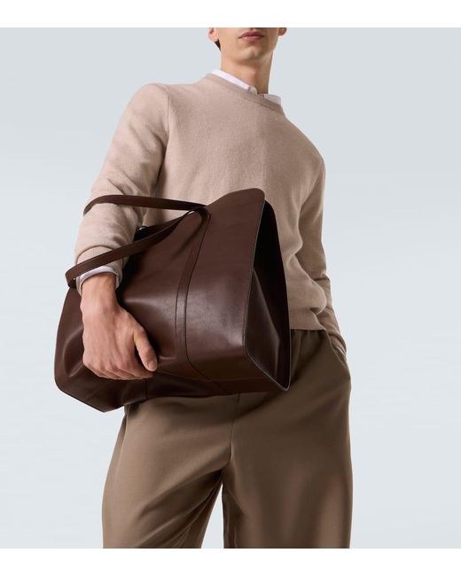 The Row Brown Ben Leather Tote Bag for men