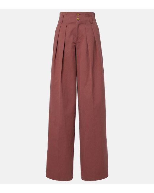 Chloé Red Cotton Wide-Leg Pants