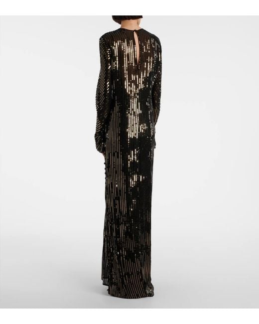 Robe Longue En Soie A Sequins Johanna Ortiz en coloris Black