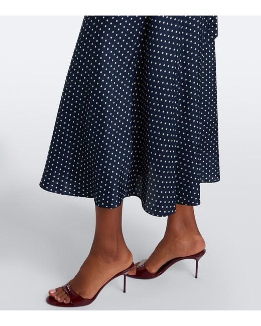 Doen Blue Tahlia Polka Dot Silk-Blend Midi Dress