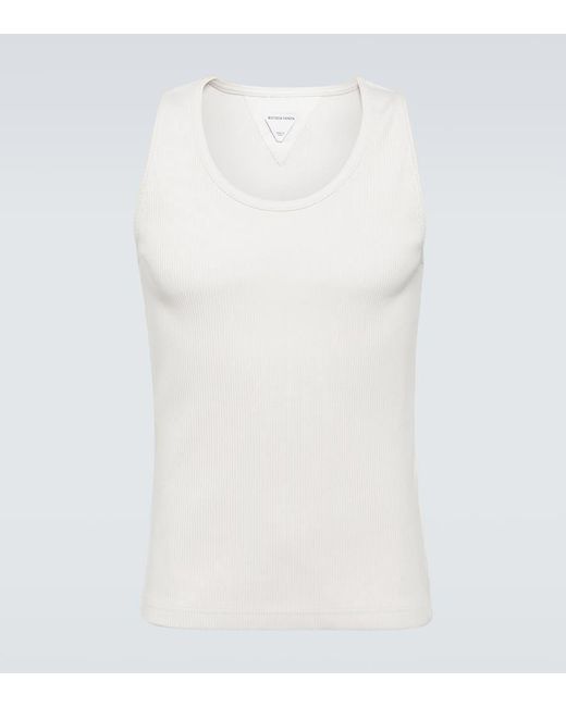 Tank Top De Jersey De Algodon Acanalado Bottega Veneta de hombre de color White