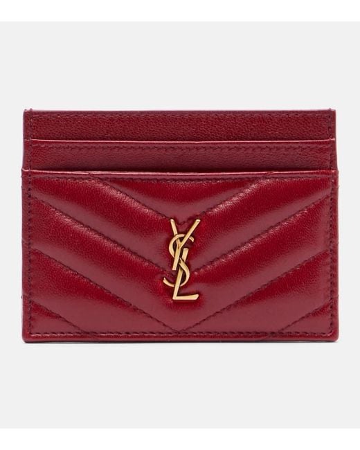 Saint Laurent Red Cassandre Matelasse Leather Card Holder