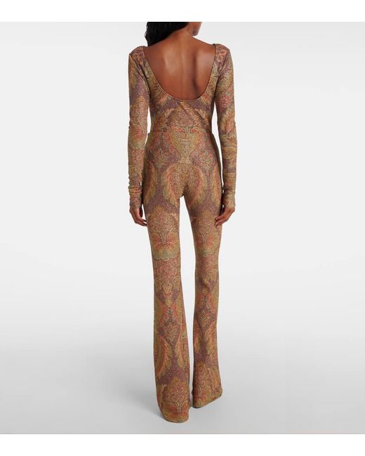 Etro Natural Printed Jersey Flared Pants