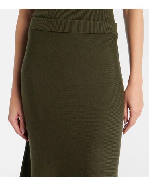Jonathan Simkhai Green Layne Wool Midi Skirt
