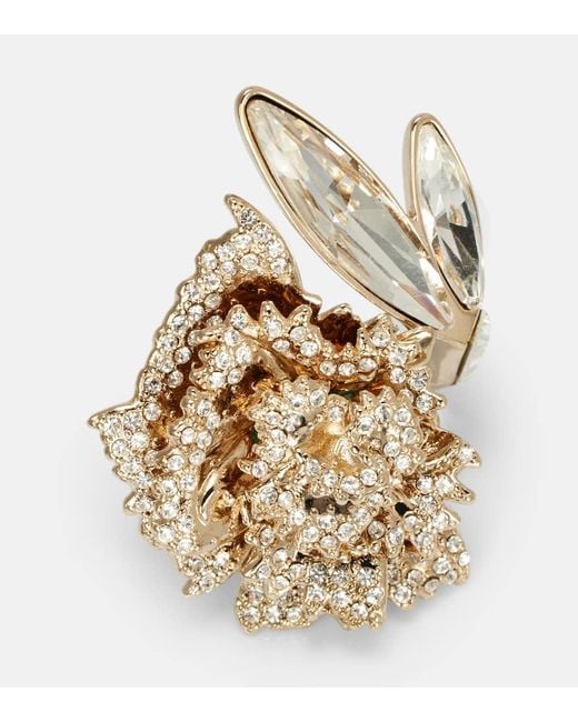 Anello Carnation Con Cristalli di Alexander McQueen in Metallic