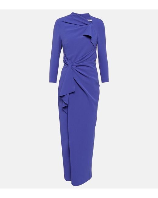 Safiyaa Blue Avery Crepe Maxi Dress
