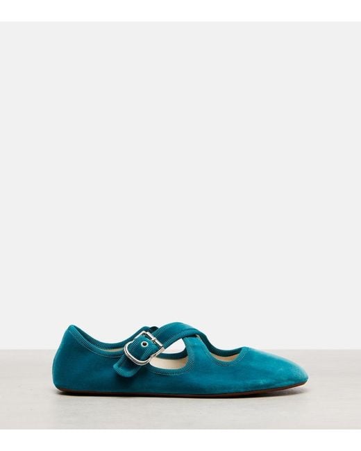 Alaïa Blue Velvet Ballet Flats