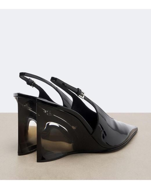 Alaïa Black Invisible Patent Leather Wedge Pumps