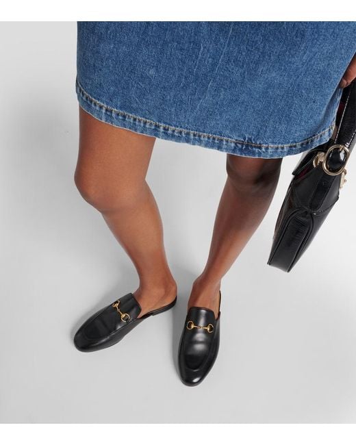 Chaussons De Ville En Cuir À Mors De Cheval Princetown Gucci en coloris Black