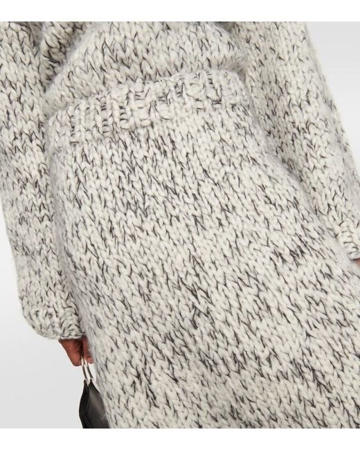 Joseph White Wool-Blend Midi Skirt