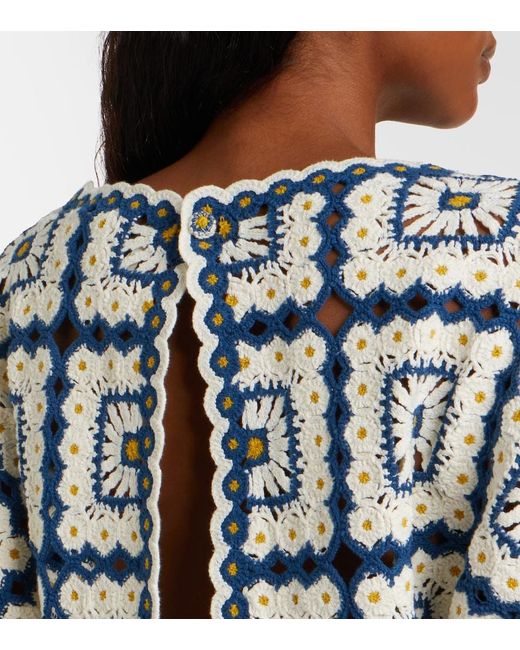 ALÉMAIS Blue Dolly Crochet Cotton Romper